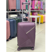 Чемодан 20 дюймов фиолетовый с расширением из полипропилена (ручная кладь)