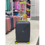 Чемодан 20 дюймов Kornet темно-серый с расширением из полипропилена (ручная кладь)