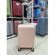 Чемодан 20 дюймов Milona светло-розовый с расширением из полипропилена (ручная кладь)