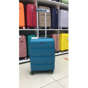 Чемодан 20 дюймов Mironpan бирюзовый с расширением из полипропилена (ручная кладь)