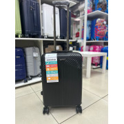 Чемодан 20 дюймов Mironpan черный с расширением из полипропилена (ручная кладь) (м72)