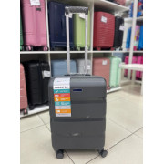 Чемодан 20 дюймов Mironpan темно-серый с расширением из полипропилена (ручная кладь) (м95)