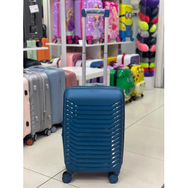 Чемодан 20 дюймов Peter синий с расширением из полипропилена (ручная кладь)