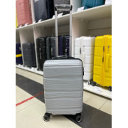 Чемодан 20 дюймов Travel Fashion светло-серый с расширением из полипропилена (ручная кладь)