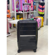 Чемодан 24 дюйма Bronta черный с расширением из полипропилена