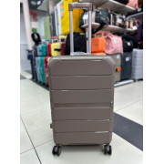 Чемодан 24 дюйма Toprano коричневый с расширением из полипропилена