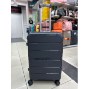 Чемодан 24 дюйма Toprano темно-серый с расширением из полипропилена