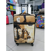 Чемодан экокожа LD "Девушка с собакой" 24 дюйма