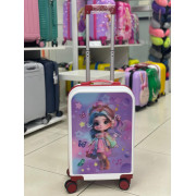 Детский чемодан на колёсах "Девочка" белый, переливающийся рисунок, размер 20 дюймов