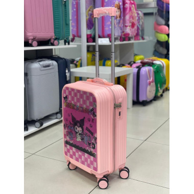 Детский чемодан "Kuromi лучшие друзья" розовый, переливающийся рисунок, размер 20 дюймов