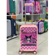 Детский чемодан "Kuromi лучшие друзья" розовый, переливающийся рисунок, размер 20 дюймов