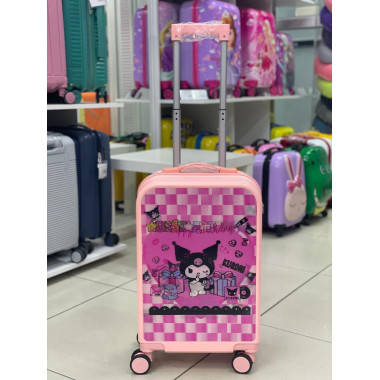Детский чемодан "Kuromi лучшие друзья" розовый, переливающийся рисунок, размер 20 дюймов
