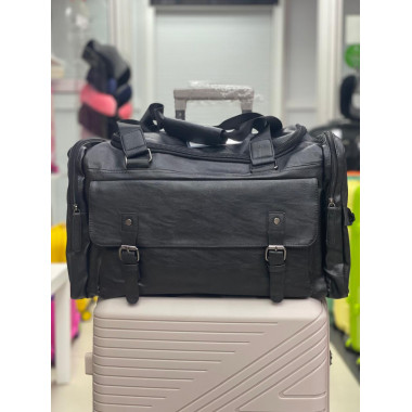 Дорожная сумка из экокожи черная (арт. 67558)