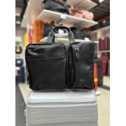 Дорожная сумка-рюкзак, экокожа, черная (арт. 66124)